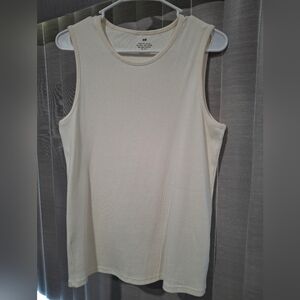 H&M Top Cream Ribbed Tank Top - Sleeveless Knit. Size 20 Men Never Used